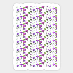 Pink flowers on white pattern Sticker